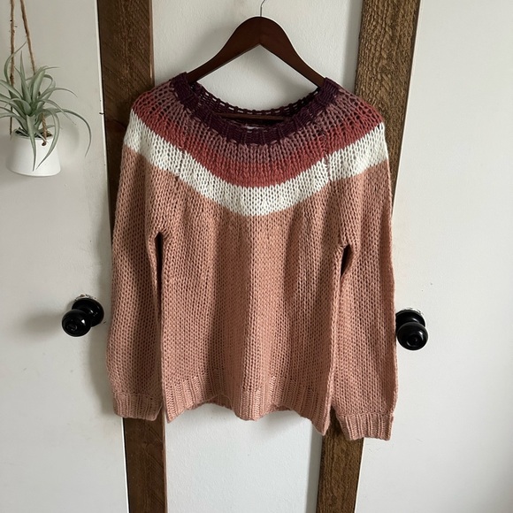 Lola Large Chunky Open Knit Scoop Neck Soft Acrylic Sweater Women’s Size Small - Picture 5 of 16